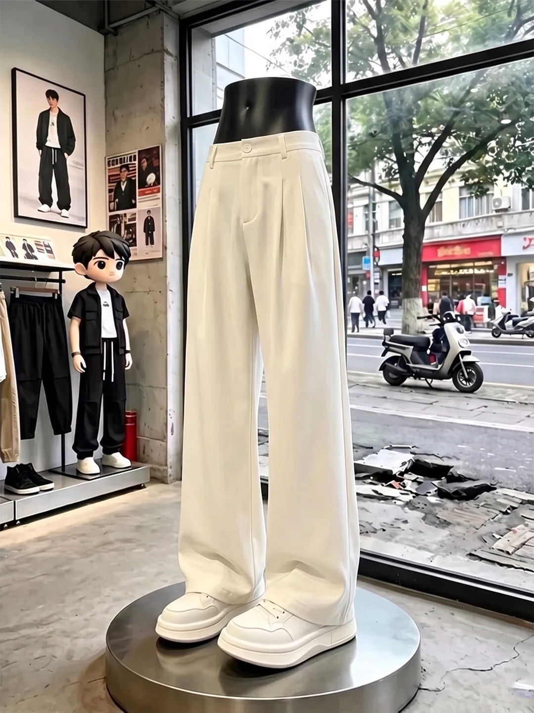Lightweight Breathable Men's Straight Leg Trousers Summer Quick Dry Casual Pants Knife  Drapey Fabric Cleanfit Style