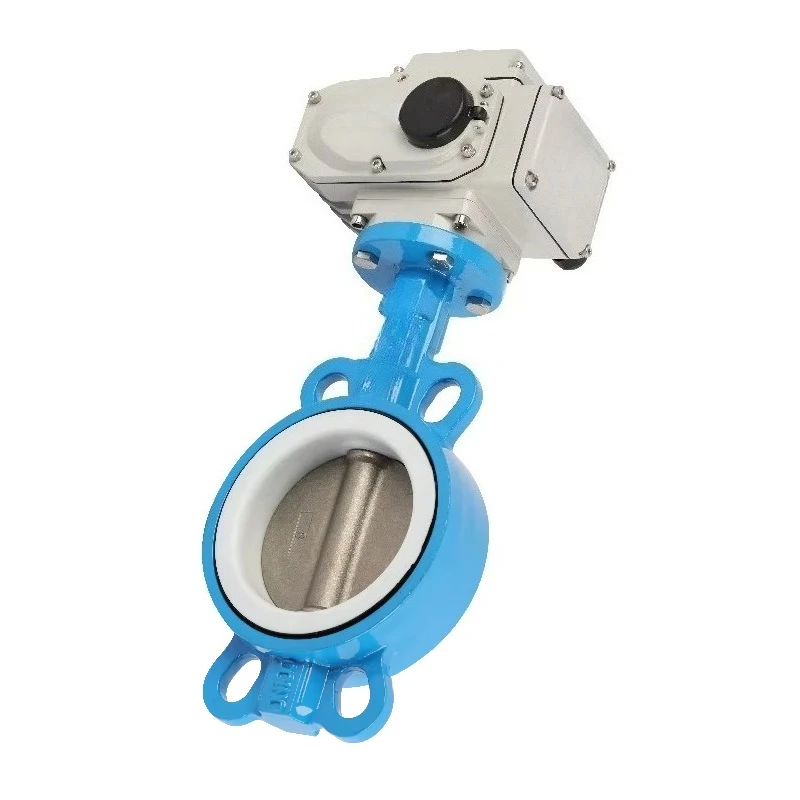 Electric Wafer Butterfly Valve Stainless Steel Disc PTFE Lined Seat DN100 4 Inch Motorized  Resistant Industrial