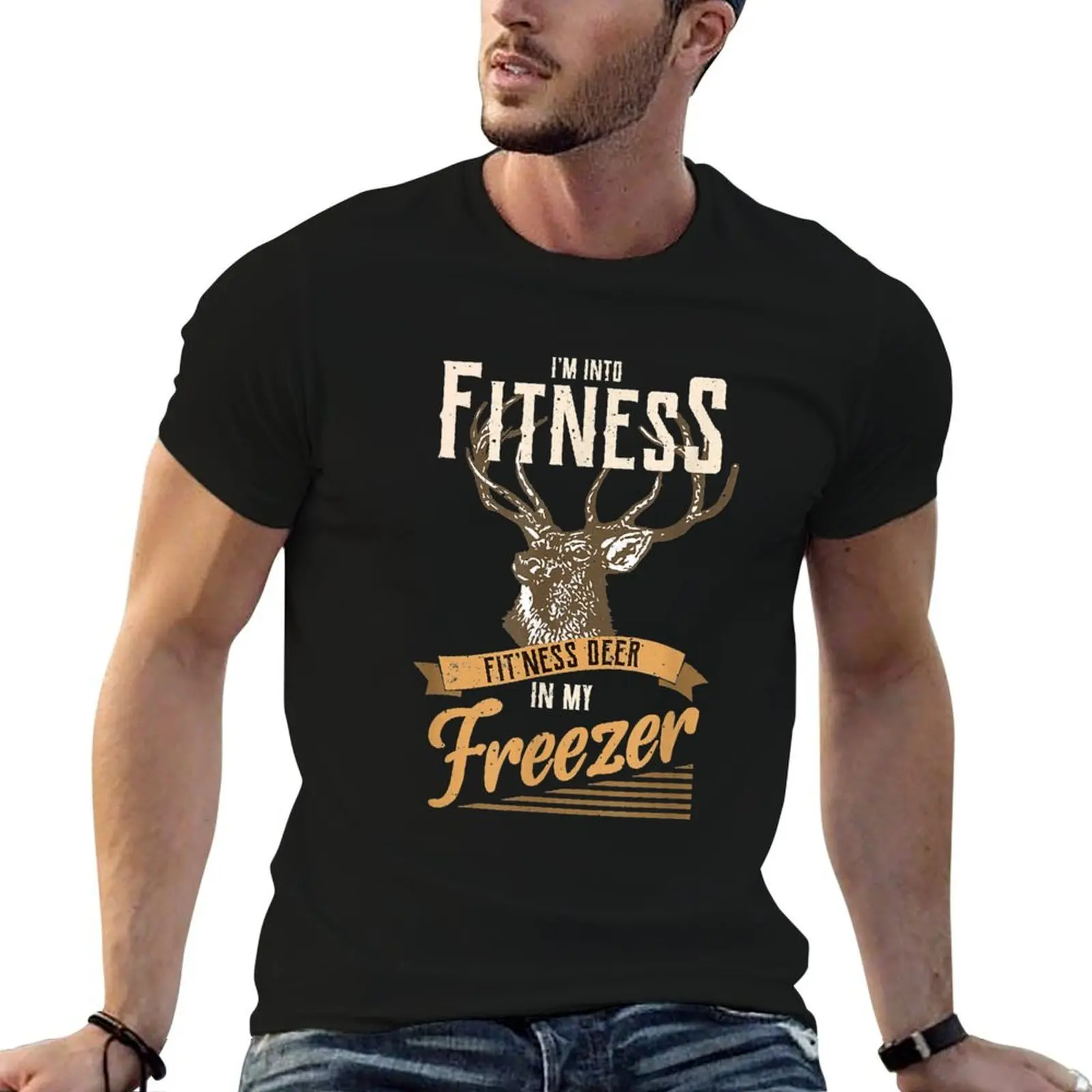

I'm Into Fitness Fit'ness Deer In My Freezer T-Shirt anime tshirt man t shirt cotton T-Shirt