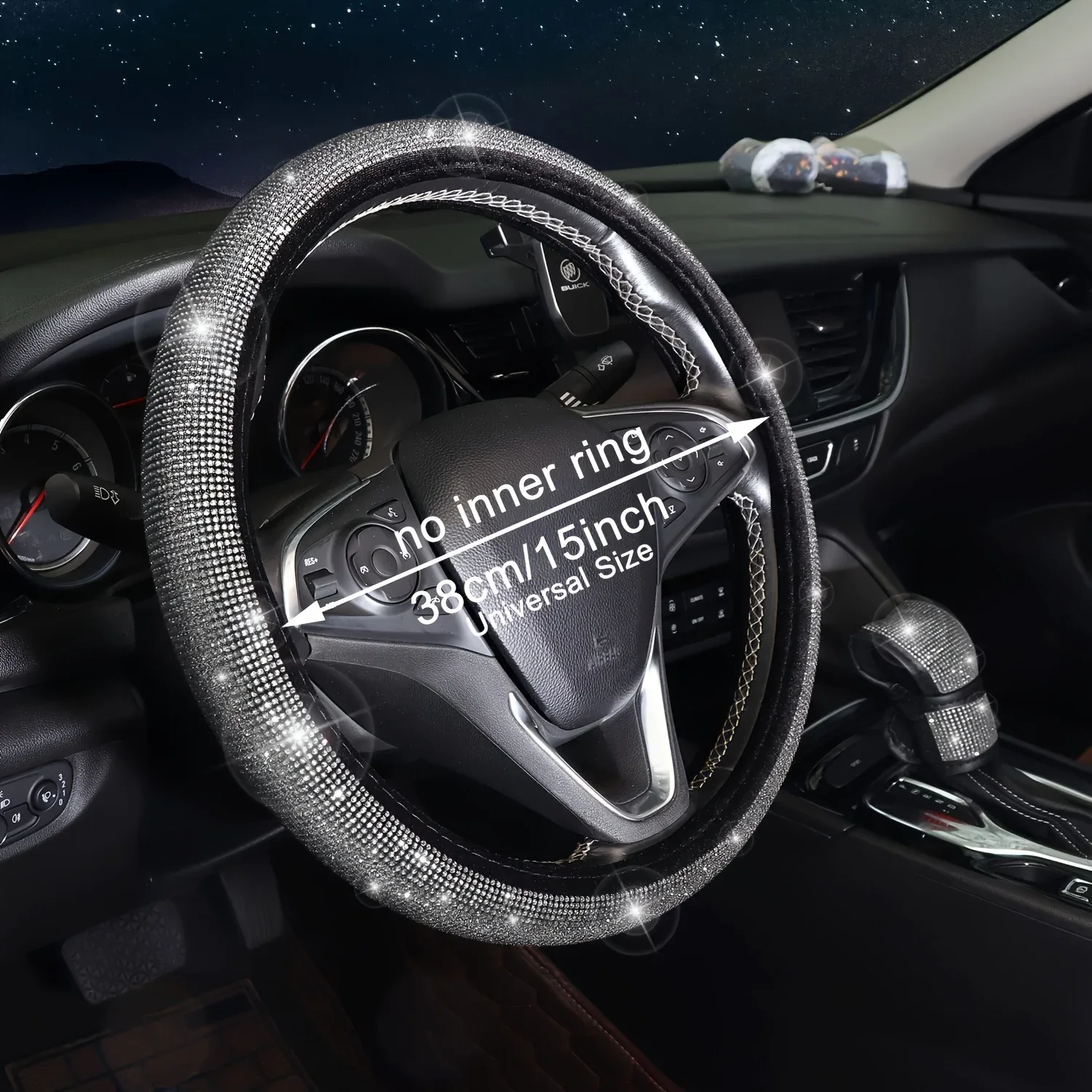 ​​7-Piece Glittering Car Steering Wheel Set - Diamond Auto Accessories Kit​​