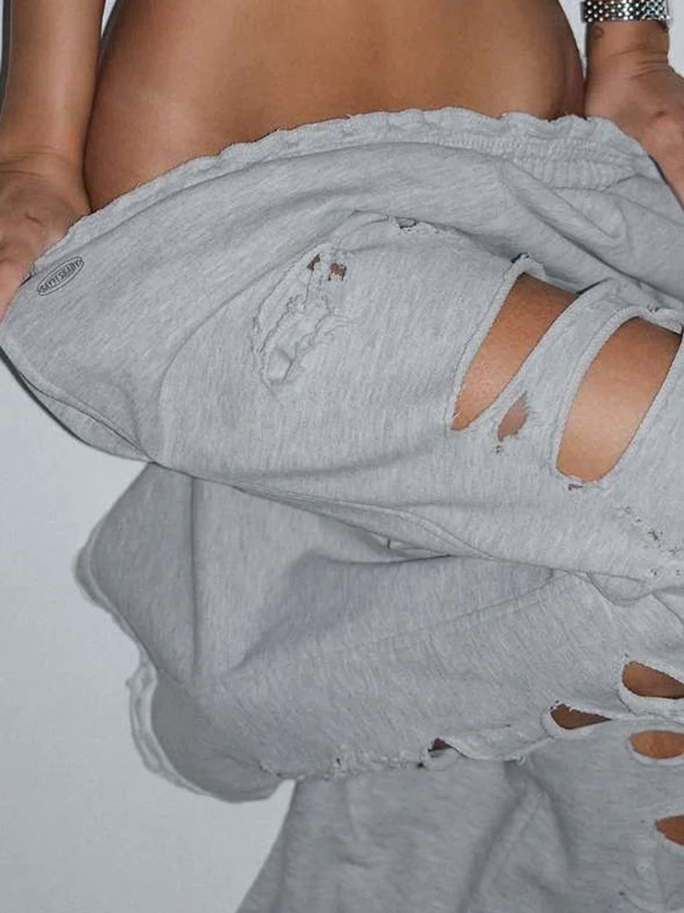 กางเกงลำลองทรงหลวมสไตล์ฮิปสเตอร์ ดีไซน์แปลกตา ยืดหยุ่น สตรีทแวร์ คลาสสิก ทรงโอเวอร์ไซส์ ขาเดฟ