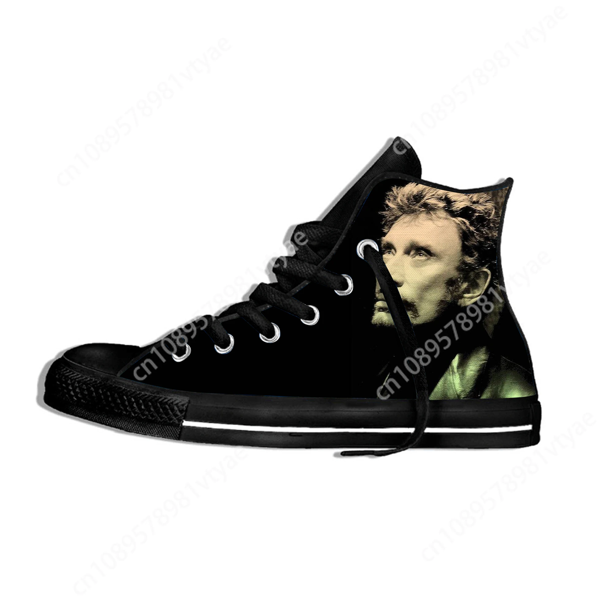 Hot French Star Johnny Hallyday Novelty Design Fashion Lightweight High Top Canvas Shoes Men Women Casual Breathable Sneakers