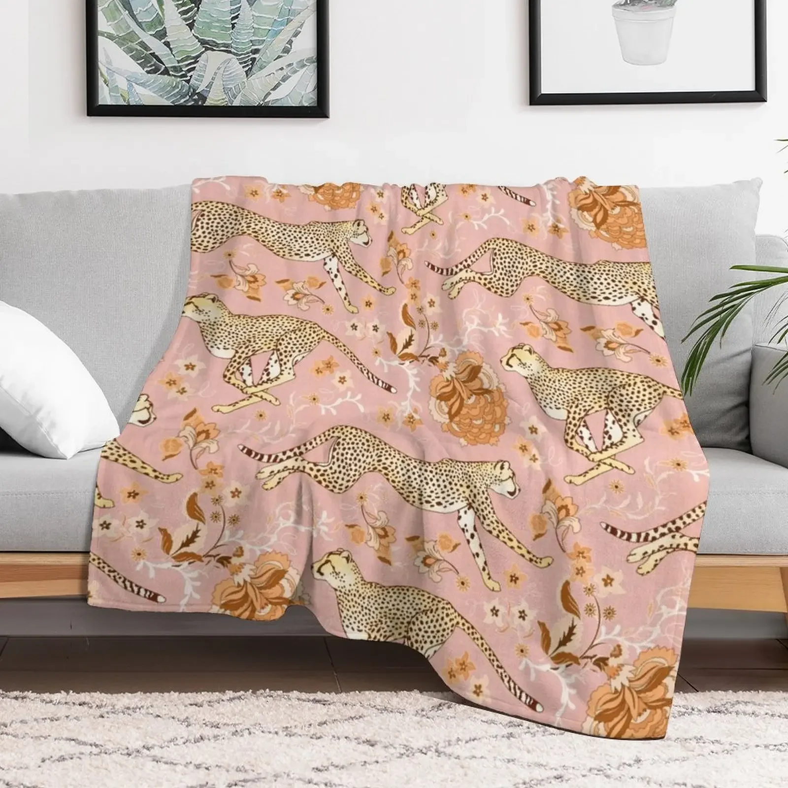 Cheetah Chintz - light orange and dusky rose Throw Blanket Kid'S Polar Blankets