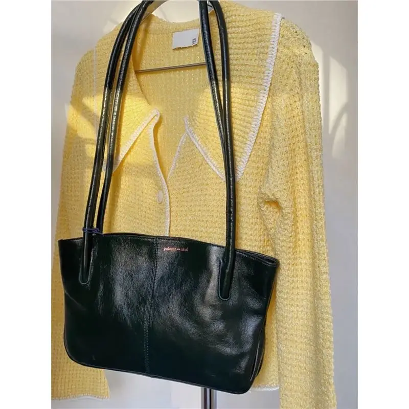 Spanish Niche Top Layer Cowhide Oil Wax Real Leather Tote Bag Vintage Shoulder Crossbody Unerarm Bags