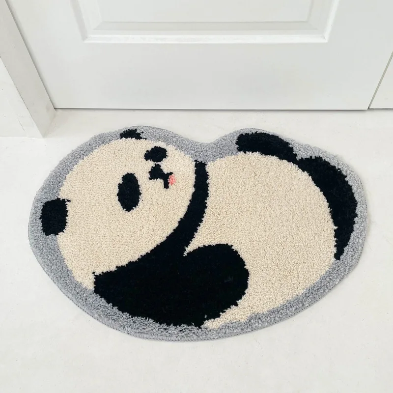 VIKAMA Entzückende Panda-Fußmatte, rutschfest, saugfähig, für Flure, Schlafzimmereingänge und Nachttisch, Cartoon-Heimdekoration