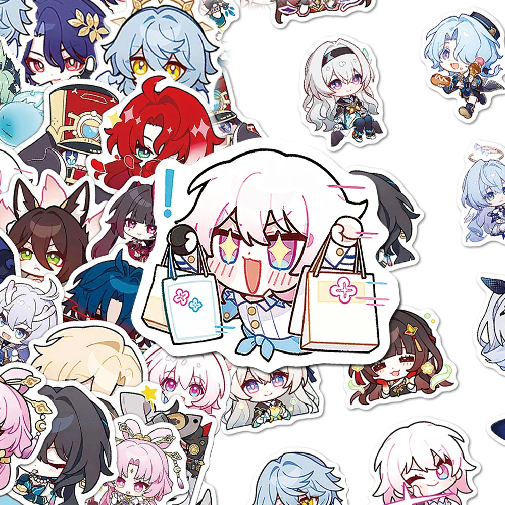 

10/30/50 шт. милая аниме-игра Honkai Star Наклейки для ногтей DIY Скейтборд Чемодан Альбом для вырезок телефон Мультфильм Водонепроницаемая наклейка Детская игрушка