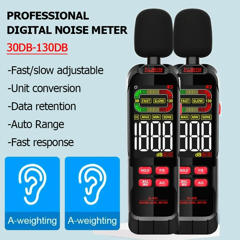 USB Charging 30-130dB A/C Weighted Digital Sound Level Meter Battery/Rechargeable Handheld Decibelimetro Decibel Noise Meter