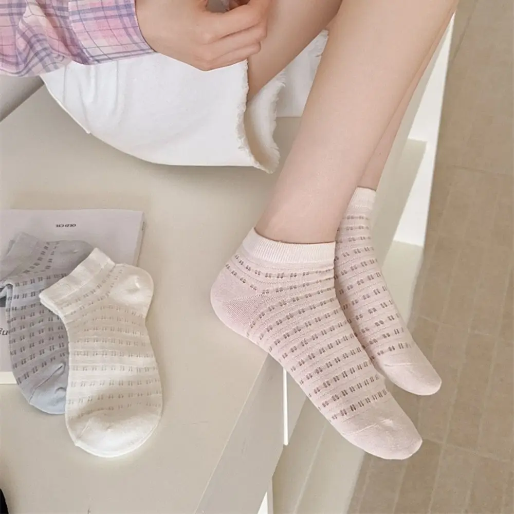 6Pairs Fashion Simple Mesh Hole Socks Ins Style Breathable Solid Tube Socks Female Hosiery Sweet Socks Women Girl