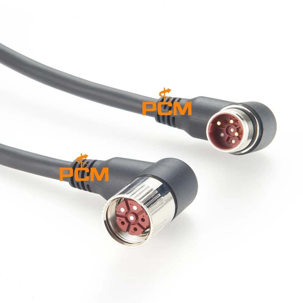 M23 Right Angle Circular Connector Power Cable Male to Female for Servo Motor CNC Machine Sensor Actuator Industrial Automation