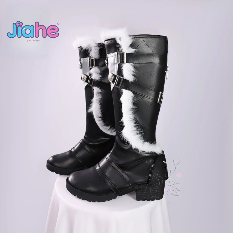 لعبة Wuthering موجات QIUYUAN تشيو يوان تأثيري أحذية هالوين كرنفال الرجال والنساء أحذية جلدية أنيقة عالية الكعب