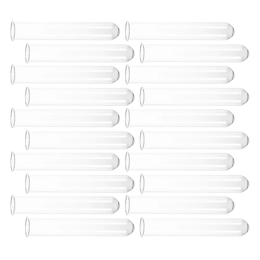 

20Pcs Rolled Rim Glass Test Tubes for Experiments Durable Clear Lab Storage Tubes Glass Vials DIY Glue Containers