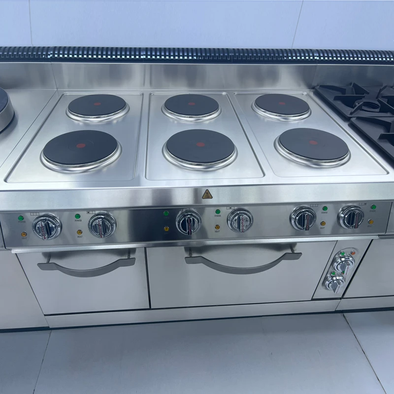 Máquina de cozinhar elétrica tlf para fritar, uso comercial, cozinha comercial, fogão de 6 queimadores de aço inoxidável