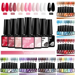 7Pcs/Set Gel Nail Polish Popular Colors In Autumn Semi Permanent Soak Off UV LED Purple Nail Art Gels Nail Gel Polish