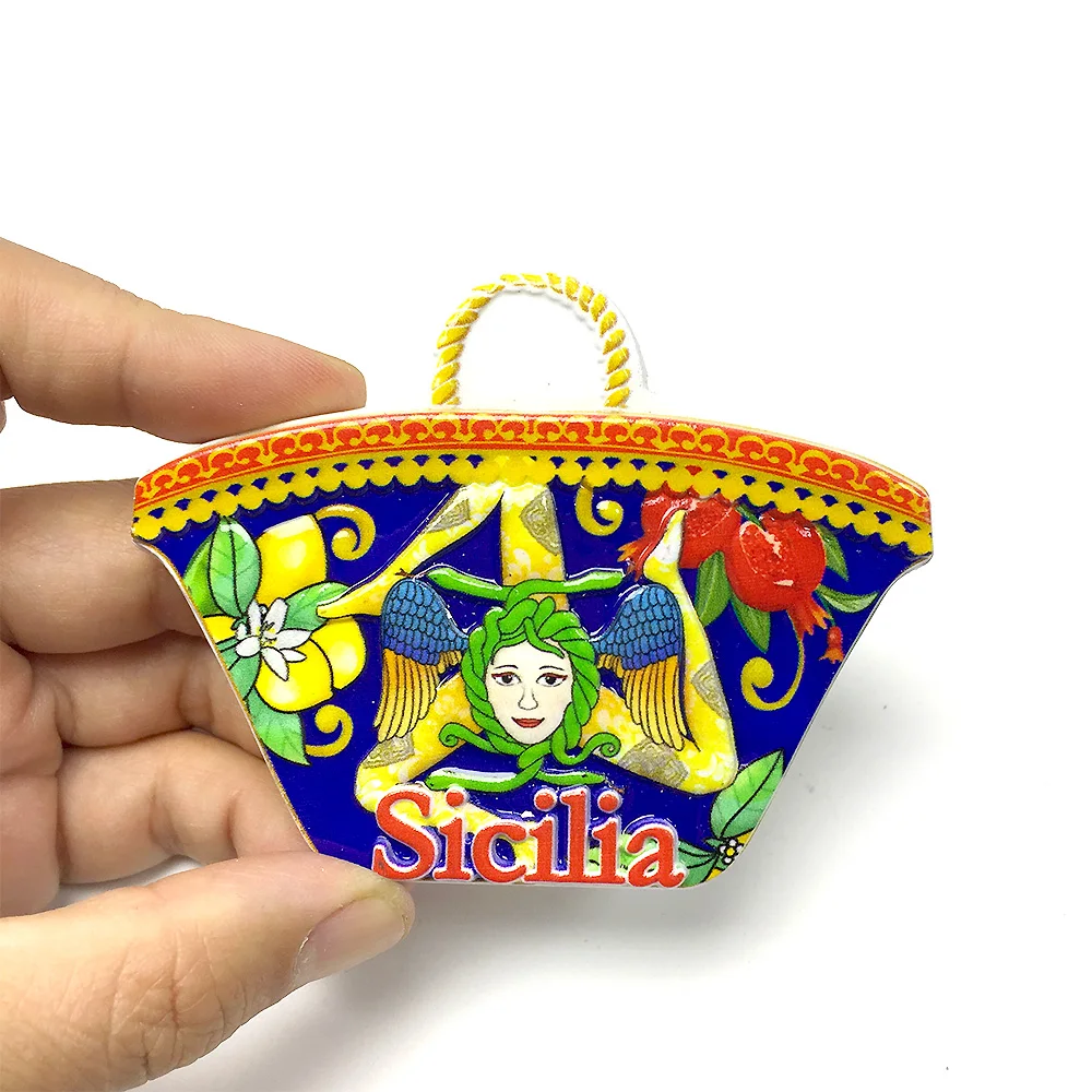 

Resin material Sicilian-themed fridge magnet - Colorful handbag design with magnetic function - Perfect home decoration gift