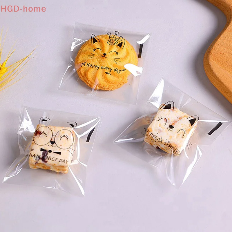 100PCS Self-กาวCandyของขวัญถุงน่ารักกระต่ายแมวหมีสัตว์ขนมปังToastคุกกี้เบเกอรี่บรรจุภัณฑ์กระเป๋าอุปกรณ์