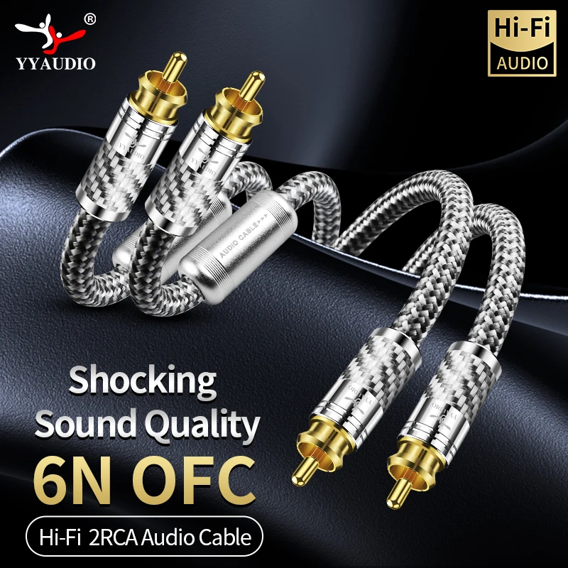 YYAUDIO HIFI Stereo 1 Pair OFC Signal Cable RCA Cable High-performance Premium Audio Signal Line 2RCA to 2RCA Interconnect Cable