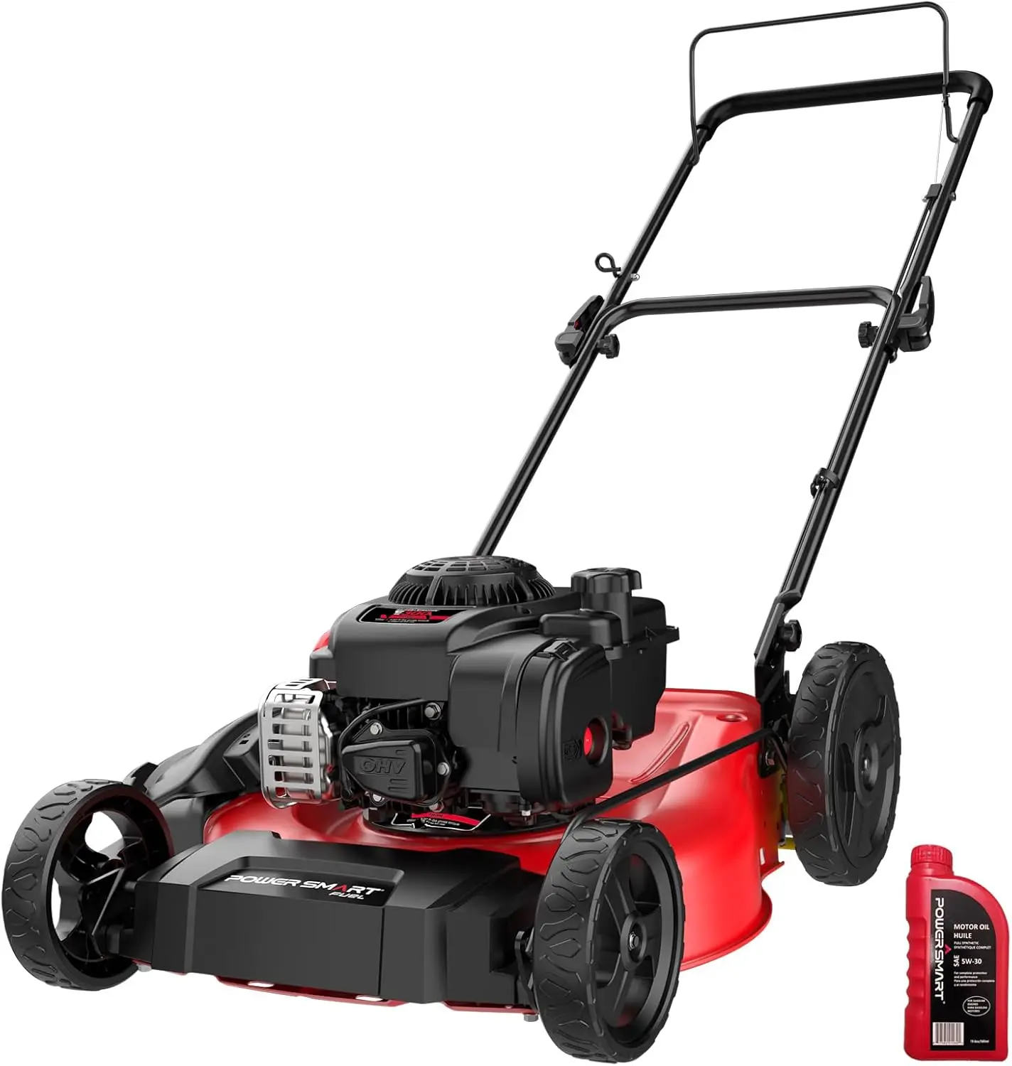 Gas Lawn Mower 21-Inch, 125cc Briggs and Stratton E300 Engine, 2-in-1 Mulching Push Mower with High Rear Wheels B8721C