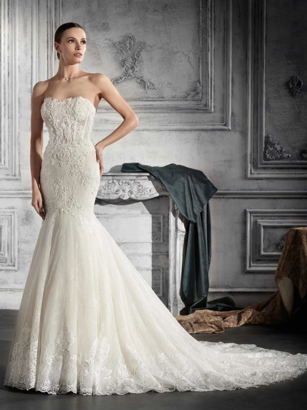 DMDRS Elegantes Meerjungfrau-Hochzeitskleid, klassische ärmellose Brautkleider, formelle, applizierte, bodenlange Brautkleider, Vestidos De Novi