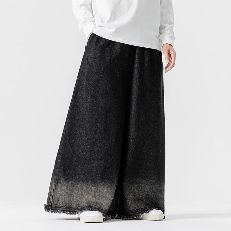 Autumn and Winter New Japanese Style Ultra Wide Leg Jeans Yamamoto Style Floor Length Casual Pants Male High Street Jogger