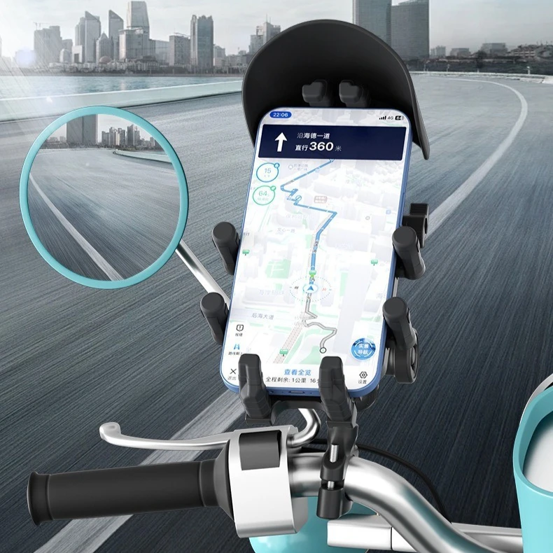 

Universal Motorcycle Phone Holder with Vibration Dampener Shock Absorber Bicycle Cell Phone Mount Support for iPhone Samsung