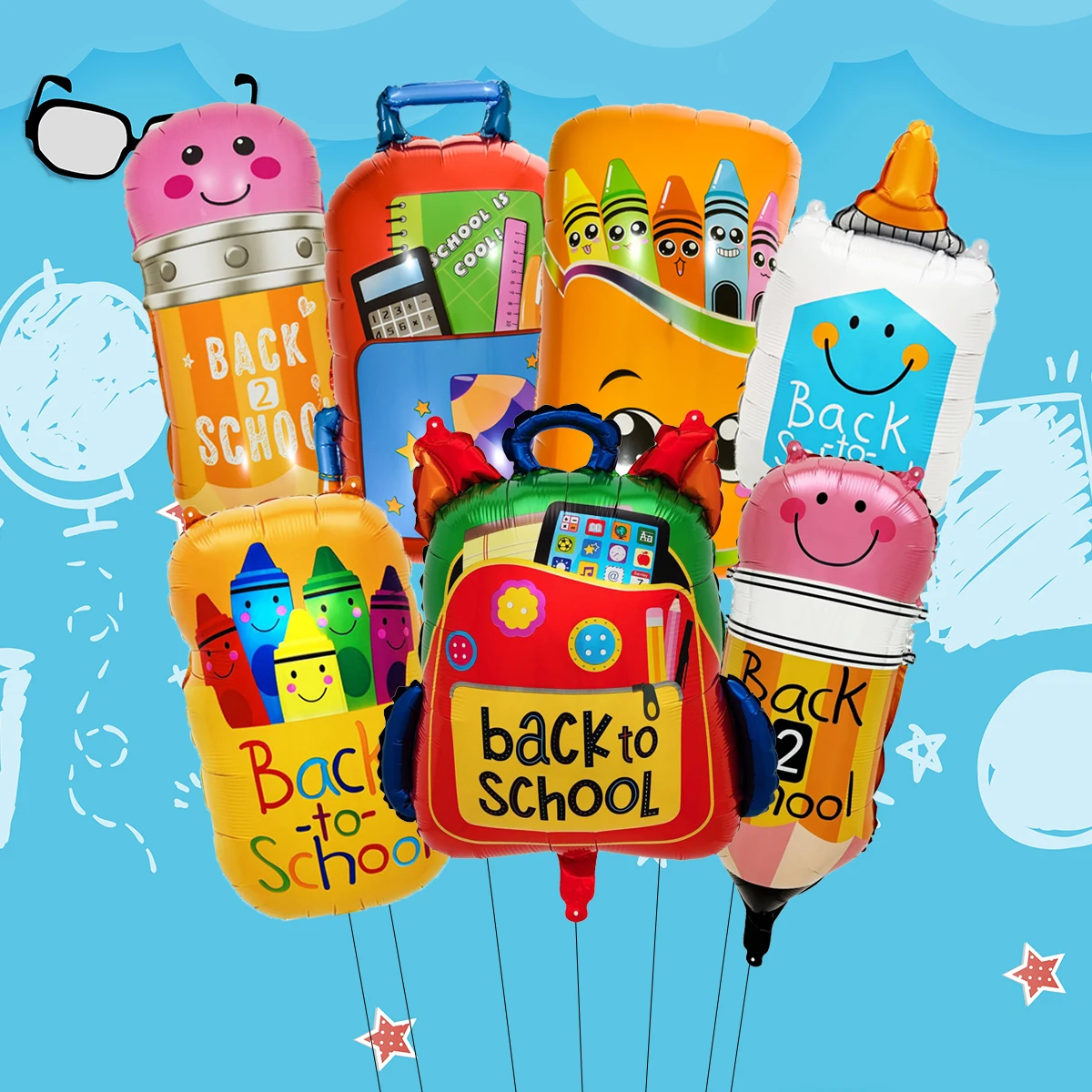 3/7 Stück Back to School Briefpapier Thema Folienballons Schultasche Ballon Set Zurück zur Schule Dekoration Schulhof Klassenzimmer Dekor