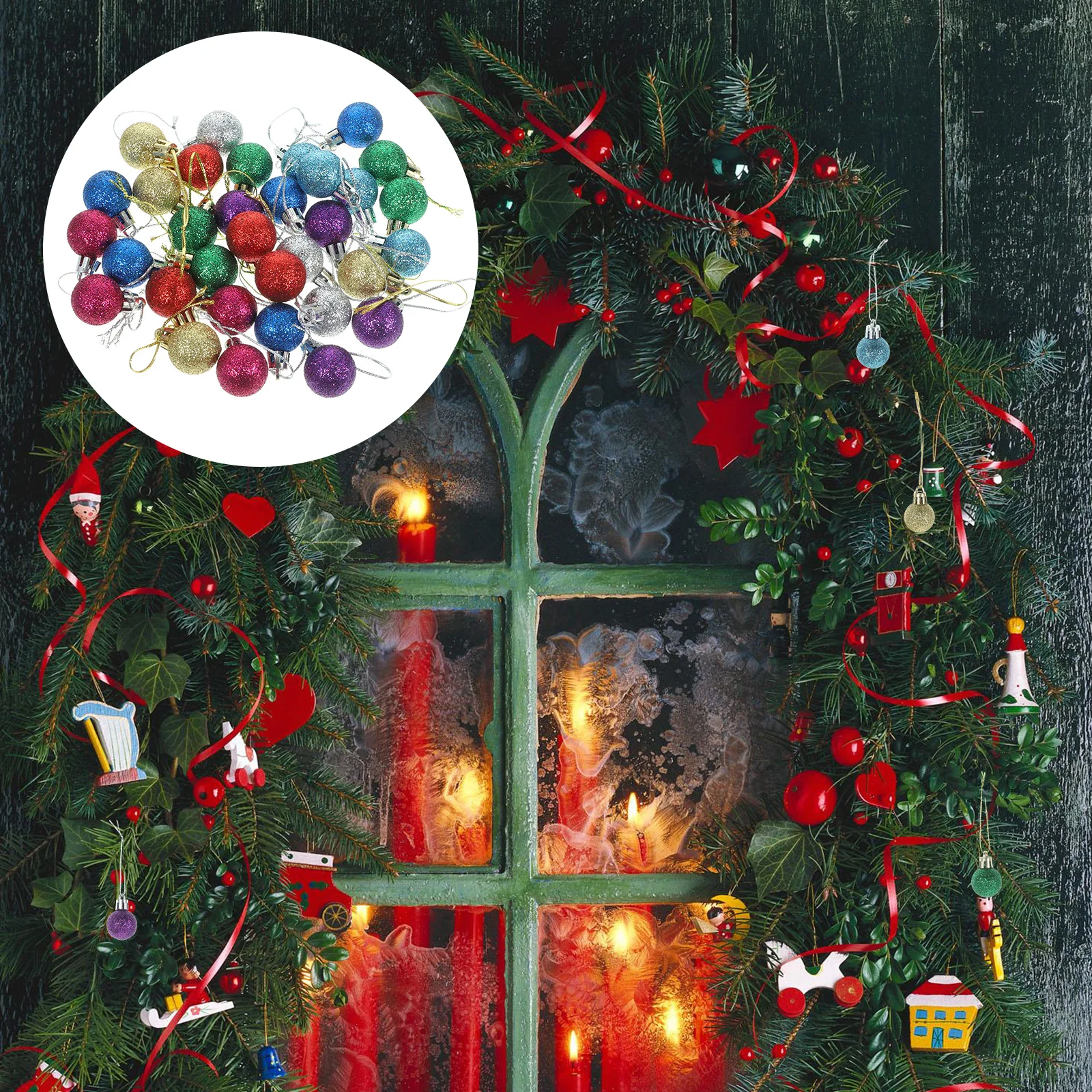 

80pcs Glitter Christmas Balls Multi-Color Xmas Hanging Tree Ornaments Decorative Ball Pendants For Holiday Party Decoration