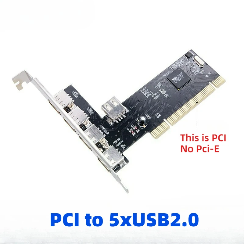 PCI to 5 Port USB 2.0 Expansion Card 4 External 1 Internal NEC Chip Driver-Free Adapter for Desktop PC MCA7221