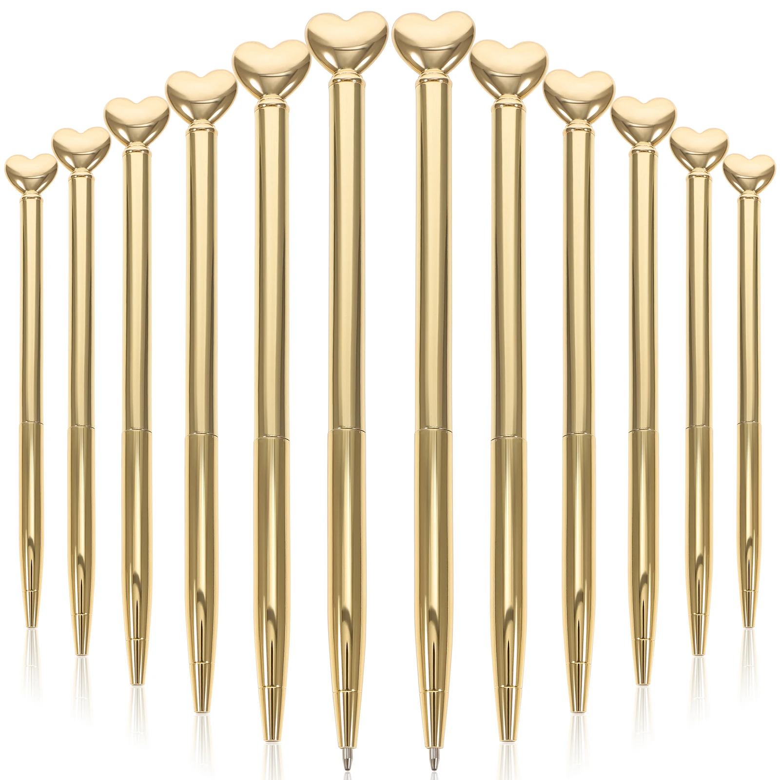 12pcs Metal Ballpoint Pens Smooth Writing Portable Creative Cartoon Shape Heart Formula Cute Unique Daily Use Student