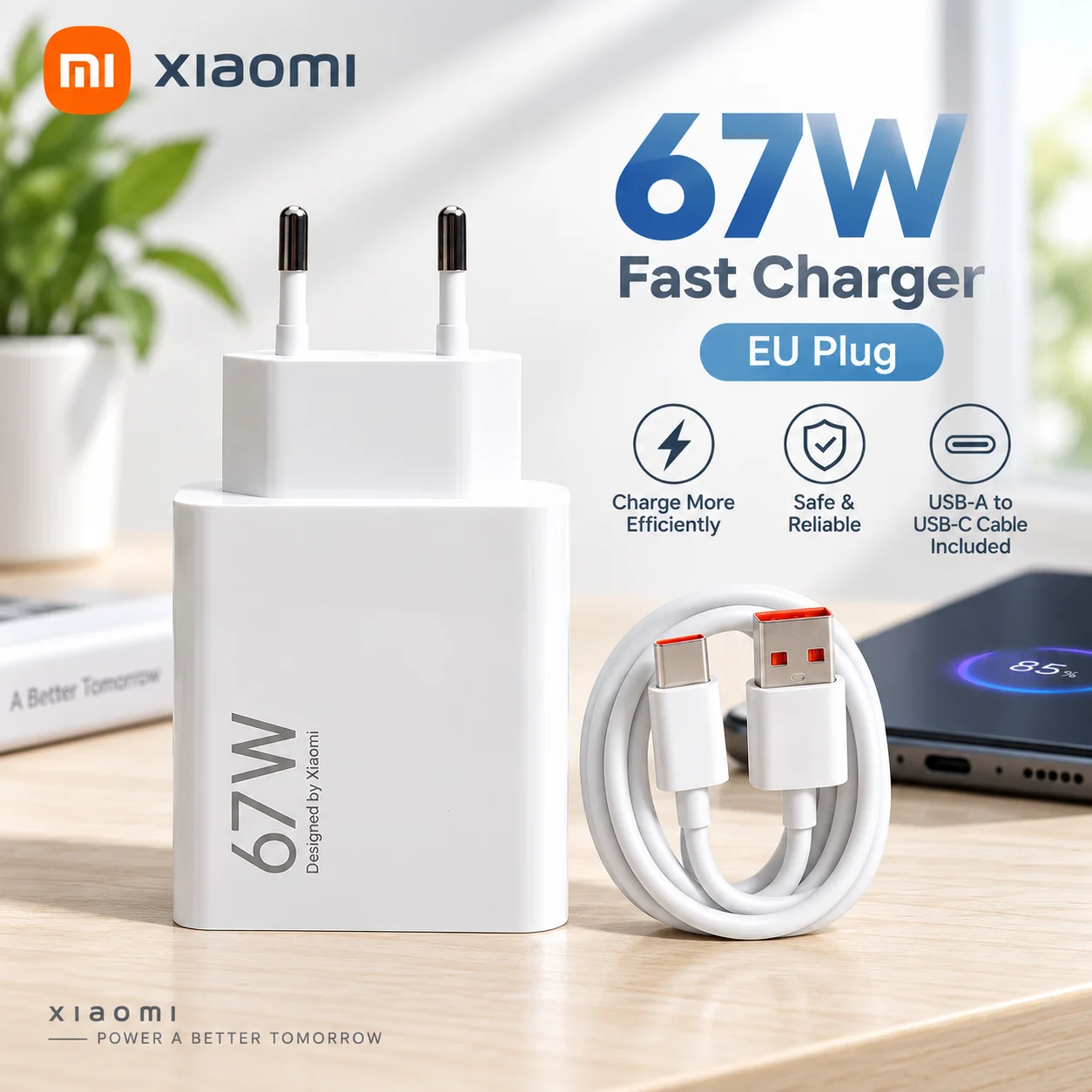 Original Xiaomi 67W Charger Turbo Fast Charge EU/US Adapter 1m 6A USB Type C Cable For Redmi Note Pro Mi 13 Lite K60 K60E K50