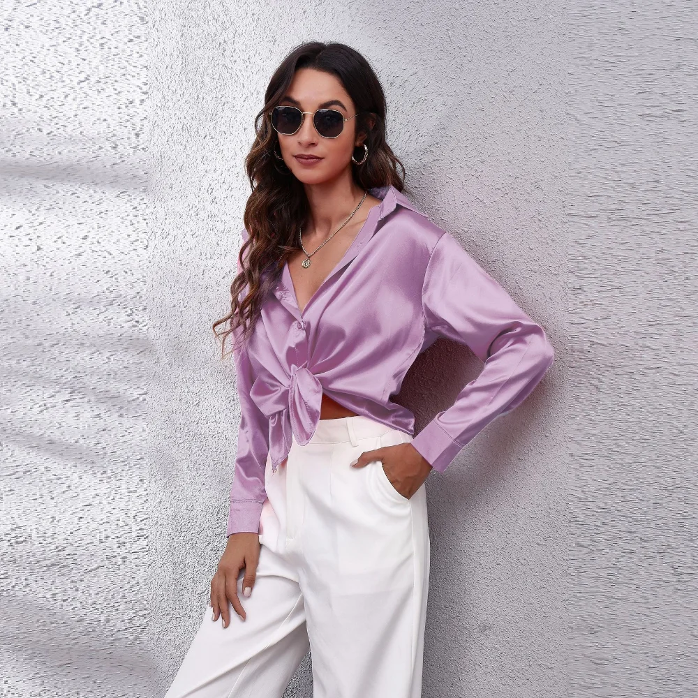 Satin Blouse Shirt Silk Tops Elegant Long Sleeve Loose Womens Blouses Camisas De Mujer Spring Autumn Streetwear Women Clothes