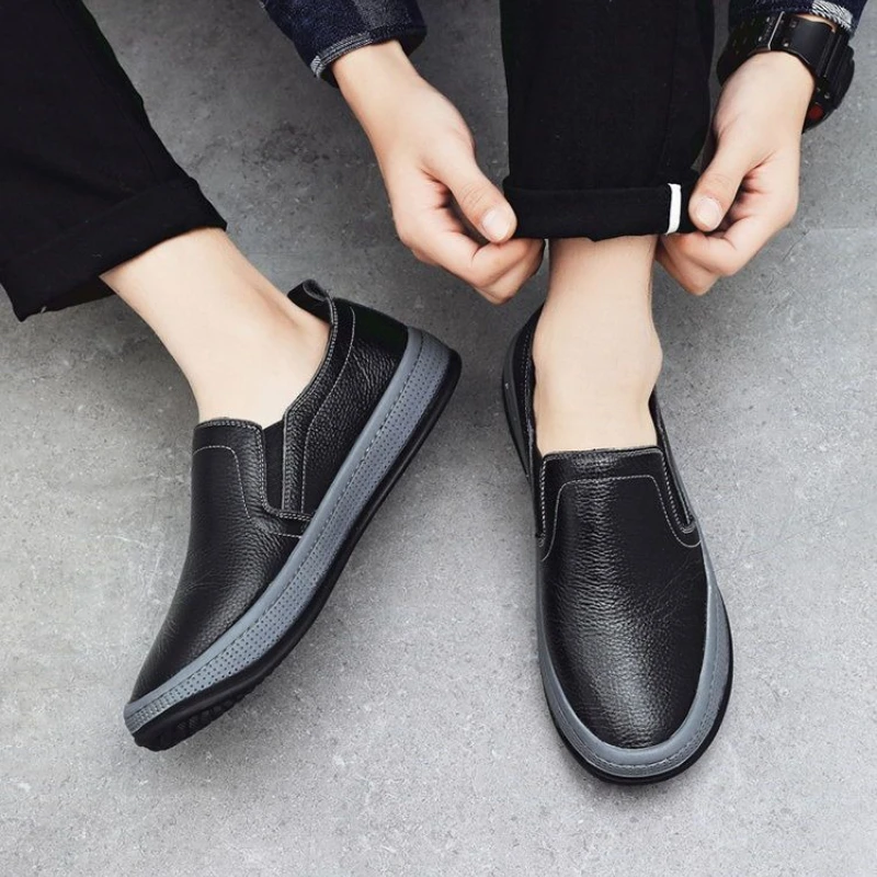 

Мужская кожаная обувь на платформе с круглым носком, дизайнерская низкая цена, высокое качество в стиле ретро, модная элегантная классическая оригинальная мужская повседневная обувь