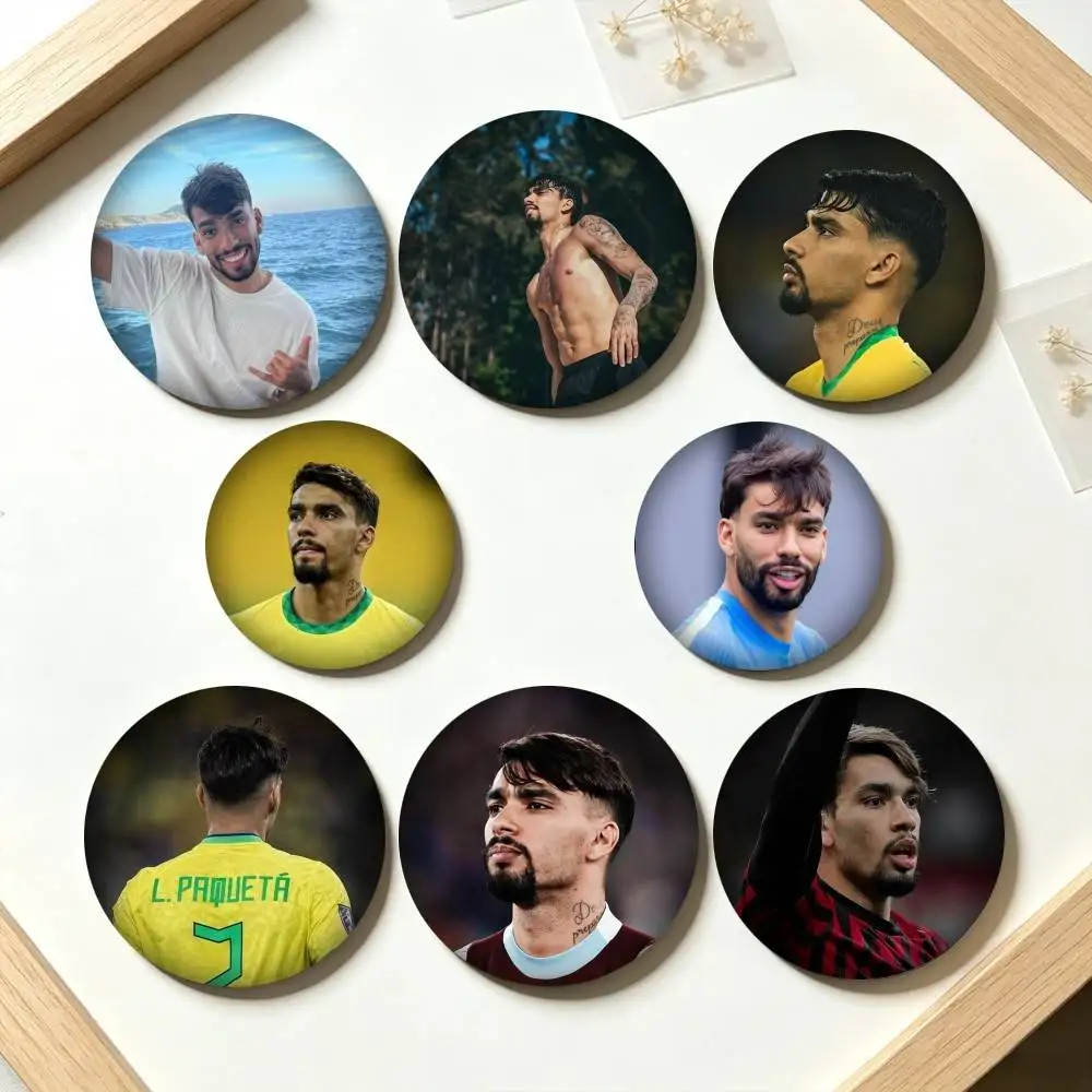 L-Lucas Paqueta Football Player 25 32 44 58 75mm Badges Personalized Round Brooches Pins Accessory Gift