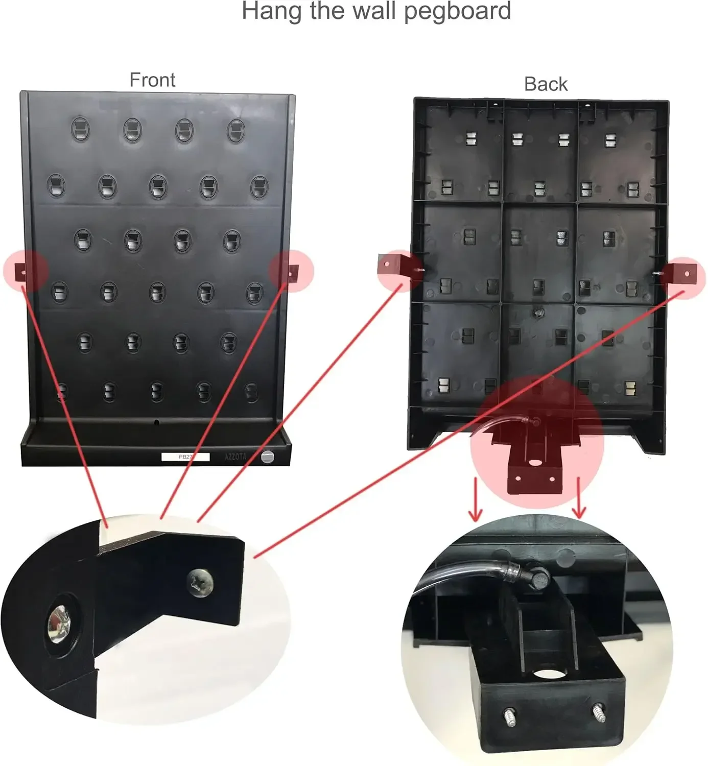 Tendedero de cristalería de laboratorio de montaje en pared/de sobremesa con 52 clavijas - Negro