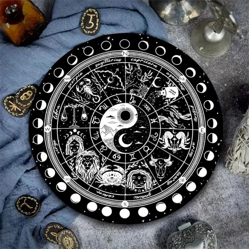 J7JF 신은 매트 기호 달기 제단 타로트 카드 패드 패드 진자 차트 매트, 에너지 치유를위한 차트 매트