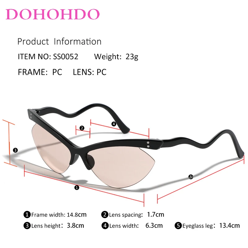 DOHOHDO Vintage Punk Cat Eye Sunglasses Men Women 2024 Trendy Retro Small Frame Sun Glasses Y2k Sports Sunglass Outdoors UV400