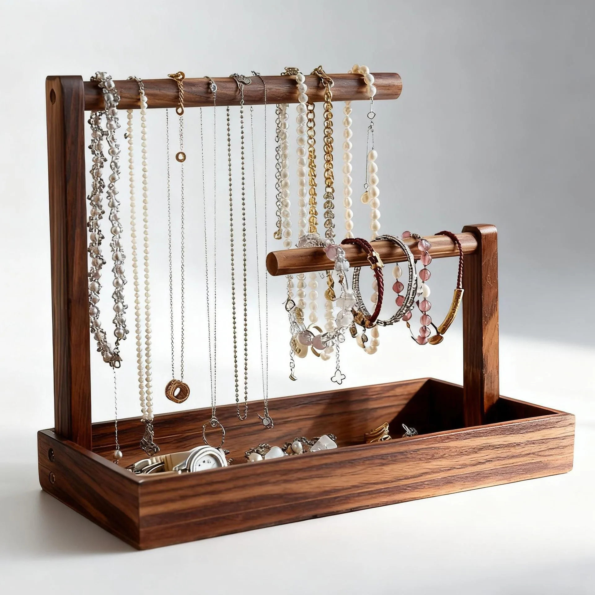 Solid Wood Retro - Jewelry Storage Display Rack for Bracelet Bead String Watch Antique Handicraft Home Organizer