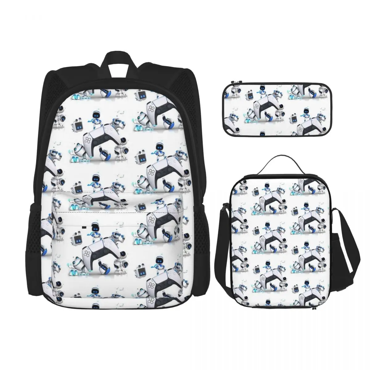 Astrobot Backpacks Boys Girls Bookbag Children School Bags Cartoon Kids Rucksack Lunch Bag Pen Bag Three-Piece Set