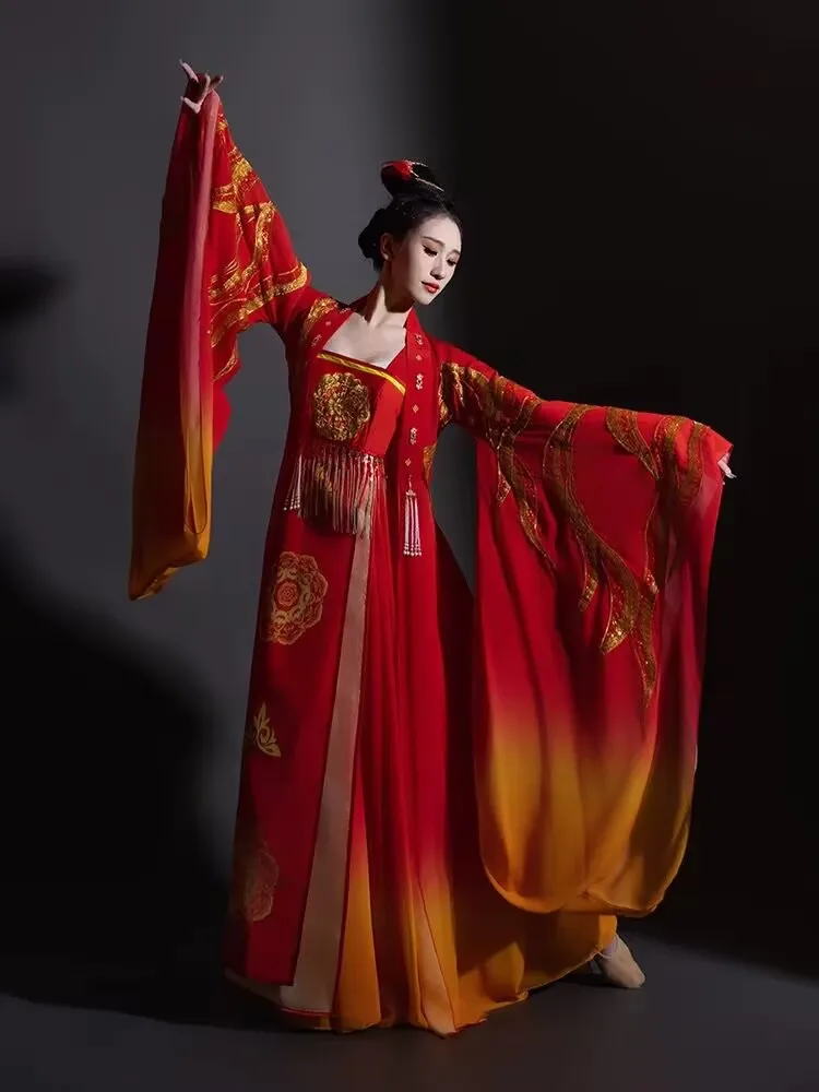 

Chinese Hanfu Dress Women Ancient Gradient Red Party Cosplay Costume Red Stage Dance Dress Hanfu Dress Large Size 3XL