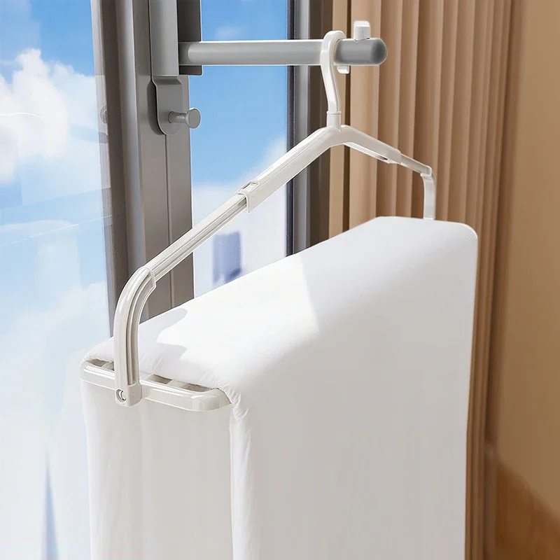 360° Rotating Telescopic Folding Plastic Clothes Hanger Windproof Towel Hanger for Bath Dormitory Household Towel Holder