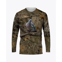 Camouflage Hunting Animals Graphic T Shirts Men Women Casual Long Sleeve Oversized Pullover Fashion Tops Mens Clothing Y2k Tops