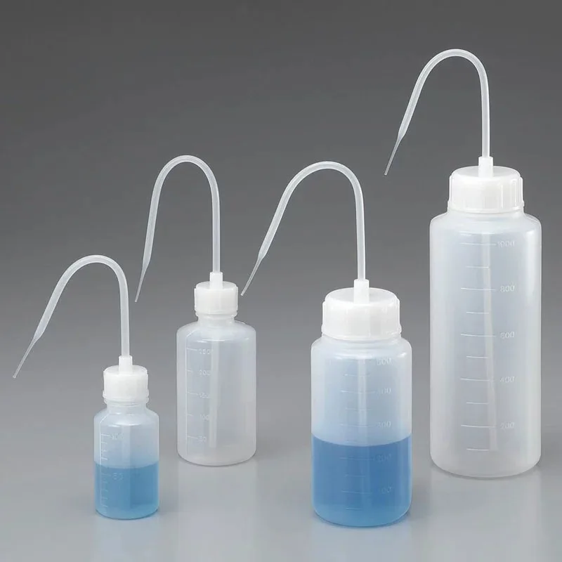1 szt. 150ml 250ml 500ml 1000ml Plastikowa butelka do mycia z zakrzywionym dzióbkiem, butelka do płukania, czerwono-biała, z podziałką. — zdjęcie produktu 4