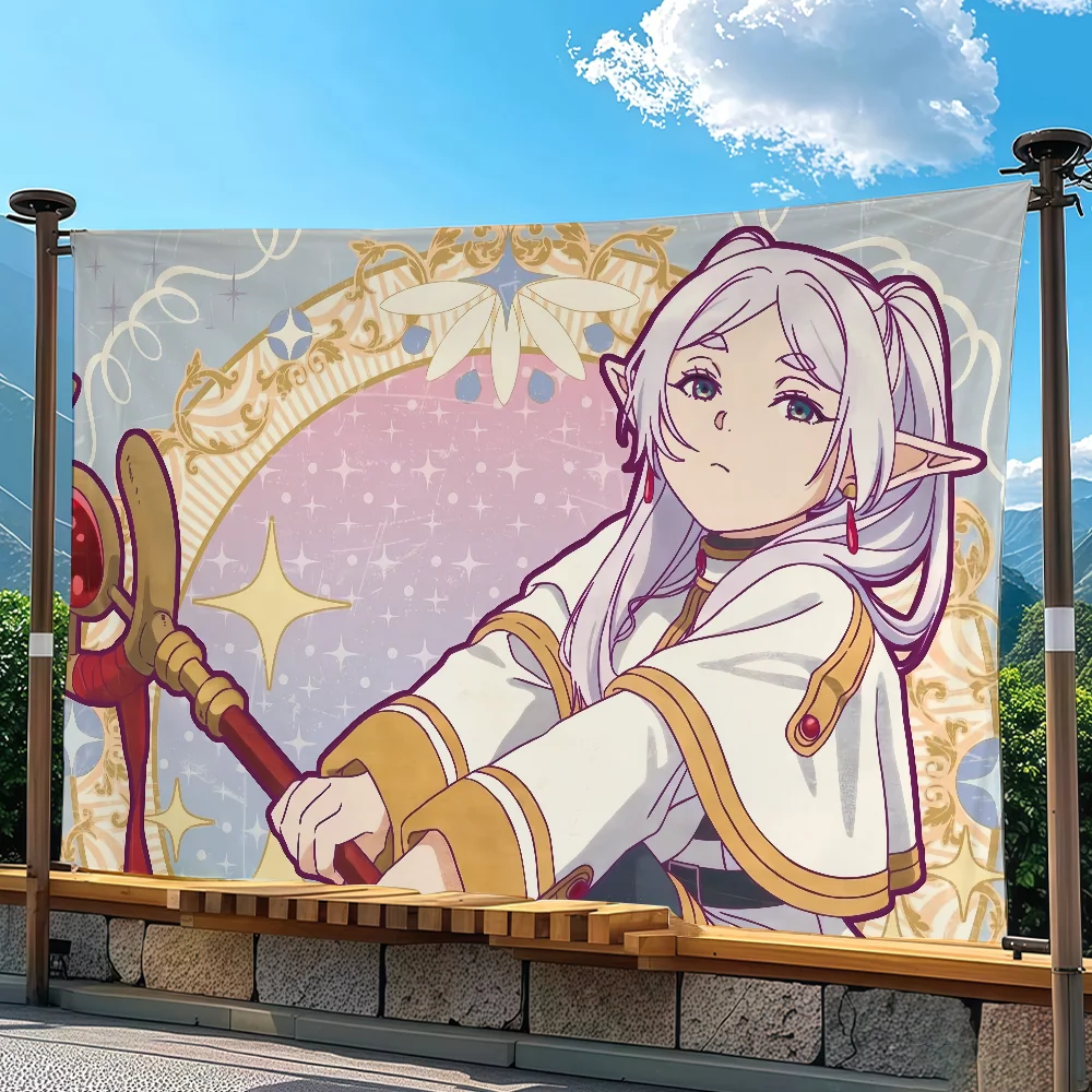 Anime F-FrierenS Flag Tapestry Outdoor Party Bedroom Living Room Dormitory Decorative Themed Wall Hanging Banner Gift