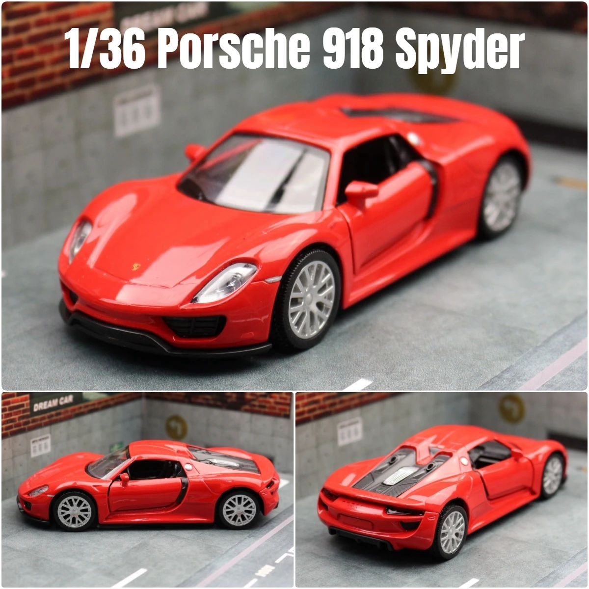 1/36 Porsche 918 Spyder Convertible Super Sport Toy Car Model RMZ