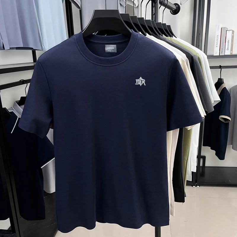Designer-Style Herren-Print-T-Shirt, Sommer-Trend, Einfarbig, aus Baumwolle, Kurzarm, O-Ausschnitt, Lässiges, Vielseitiges Herren-Oberteil – Detail 13