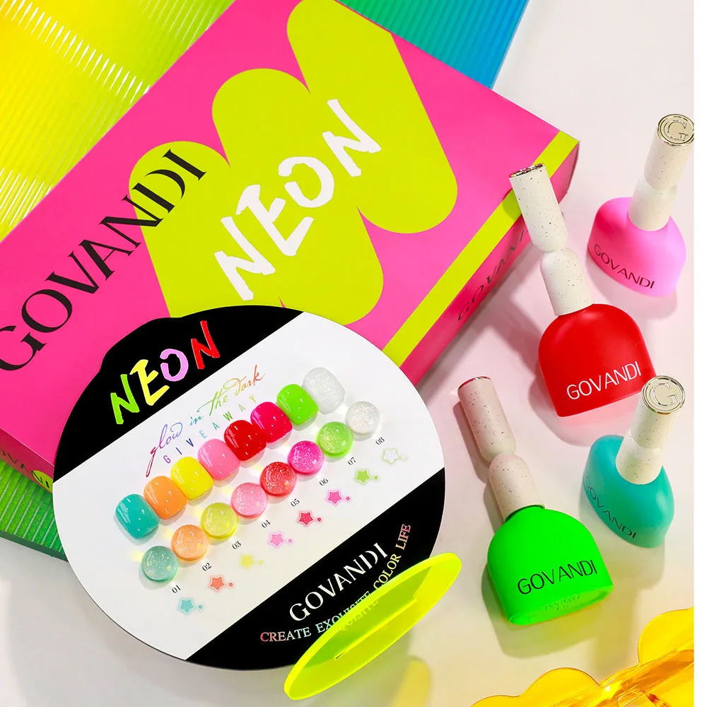 8 個発光ジェルネイルポリッシュセットダーク蛍光 UV LED ジェルとカラーサンプル半永久ソークオフジェルワニス 15 ミリリットル