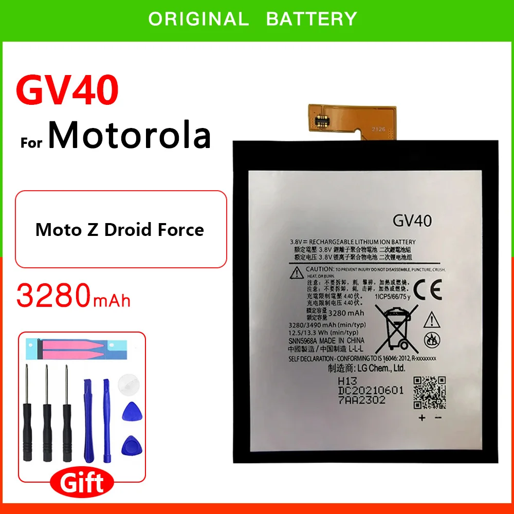 

100% Original Genuine New 3490mAh GV40 SNN5968A Replacement Battery For Motorola Moto Z Droid Force XT1650-02 GV 40 Bateria