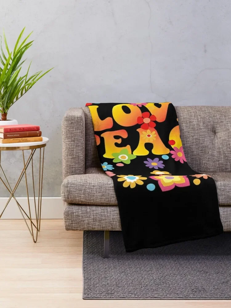 PEACE LOVE 60s 70s Tie Die Groovy Hippie Throw Blanket Sofa Quilt Bed Fashionable Blankets