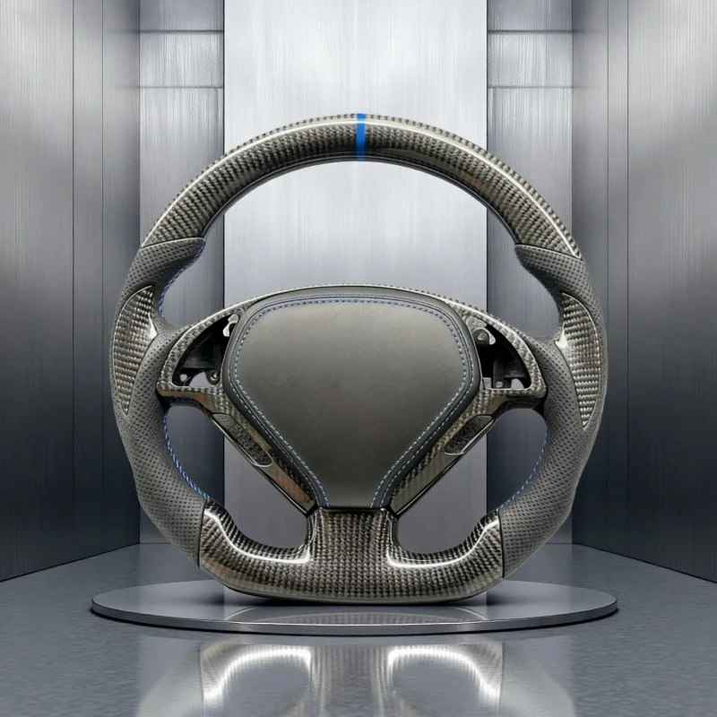 

Руль спортивный гоночный из карбоновой кожи с 3 спицами для Q60 -35 мм, улучшенное управление, роскошный дизайн