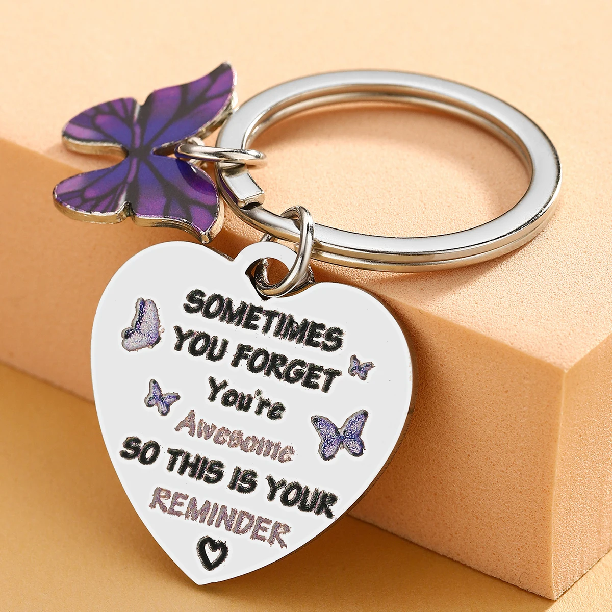 Purple Lady's Birthday Inspirational Butterfly Keychain Gift for Girls, Teenagers, Adults, Fillers, Inspirational Encouragement