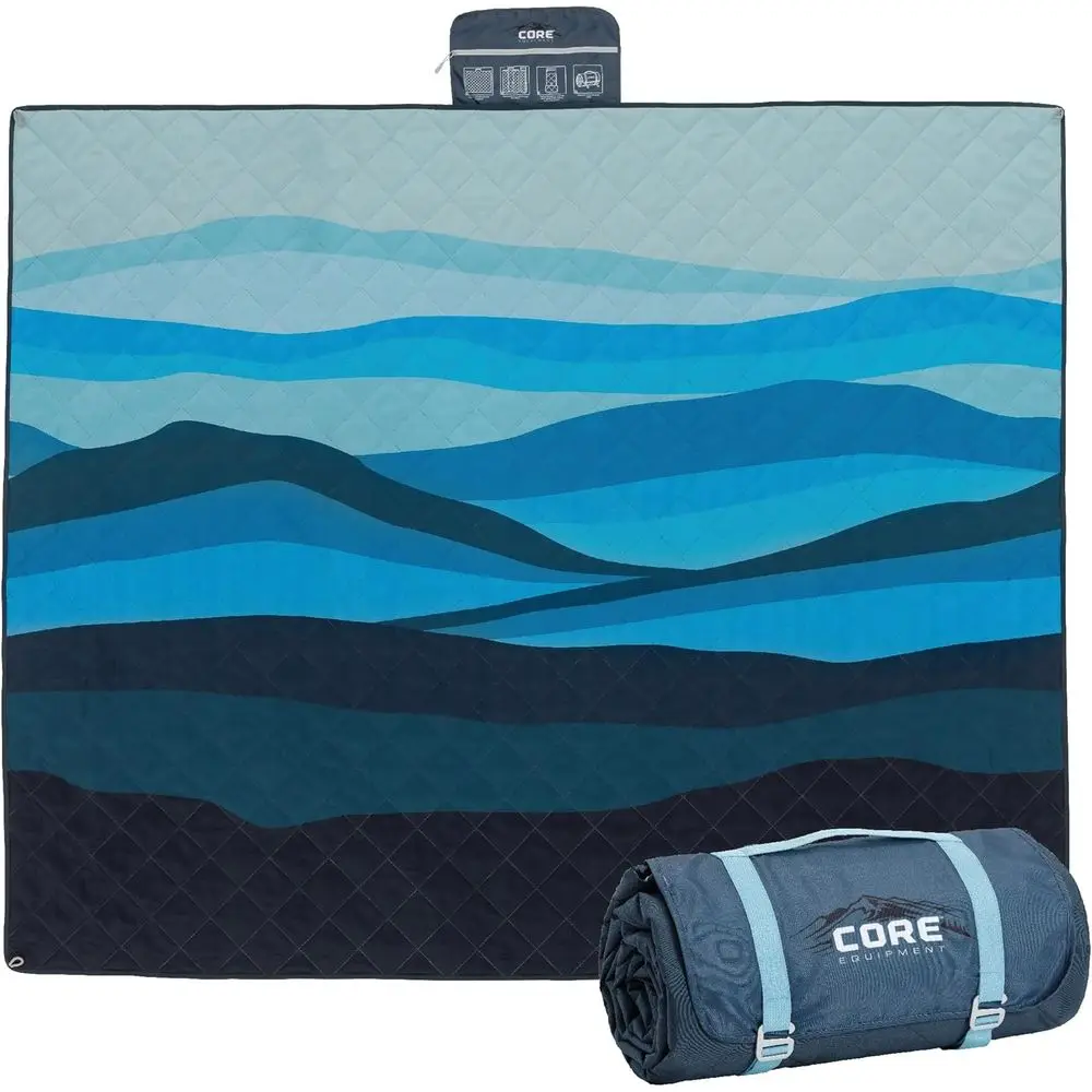 

Large Packable Waterproof Outdoor Blanket - 94x78 Quilted for Picnics, Beach, Camping & Stadiums with Straps & Handle